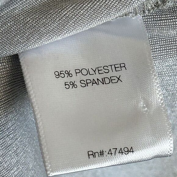 Norma Kamali Dress Womens Large Walter Lamé Gunmetal Silver Sweetheart Neck Midi - Picture 7 of 8